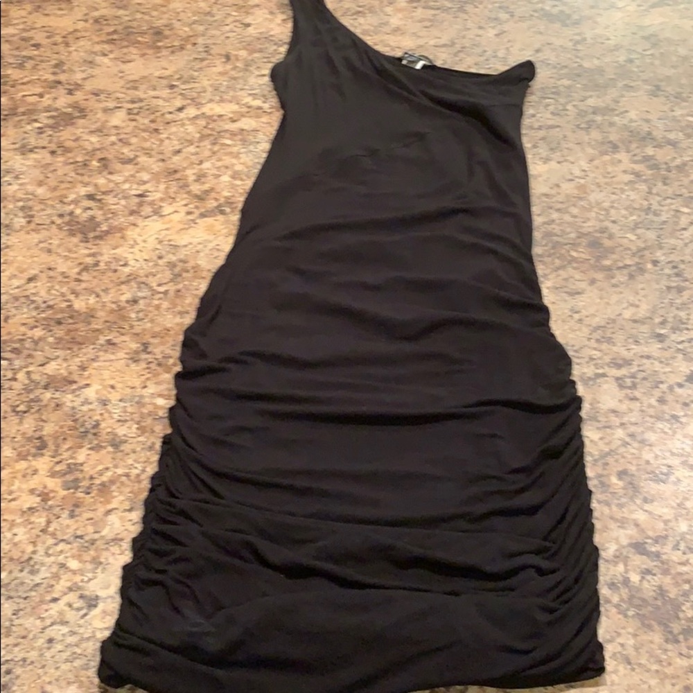 David Lerner XS one shoulder black dress